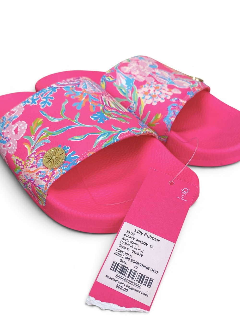 Lilly Pulitzer Cabana slide pink isle shell me something good 10M - Picture 3 of 6
